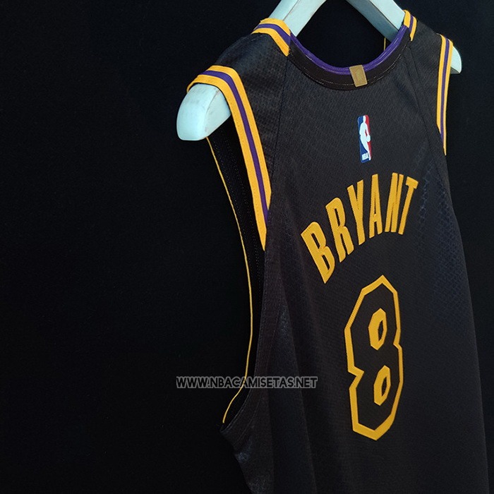 Camiseta Los Angeles Lakers Kobe Bryant NO 8 Black Mamba Autentico Negro